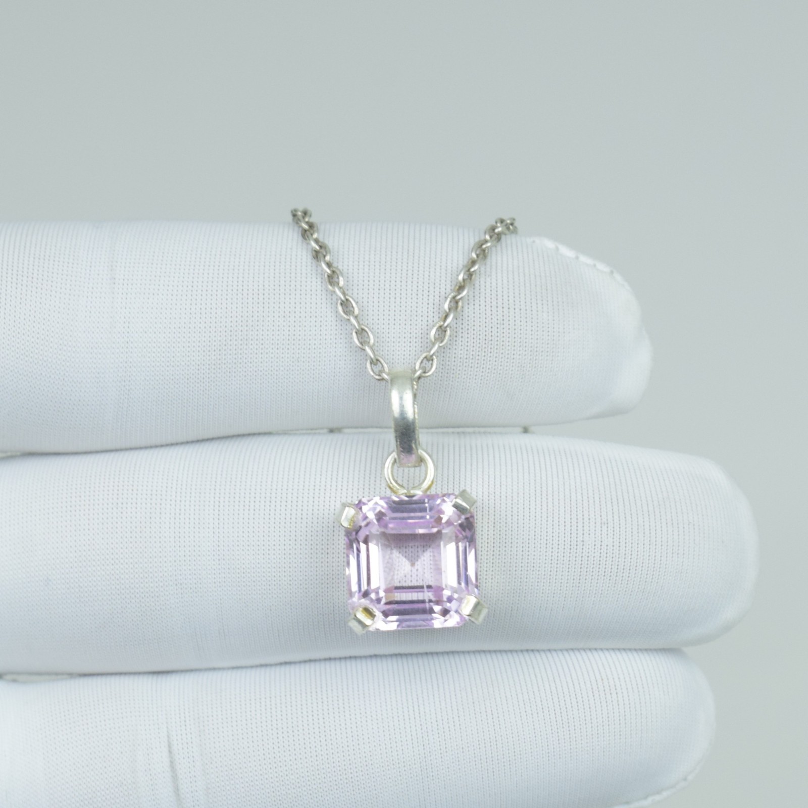 20Ct 925 Sterling Silver Kunzite Pendant, Beauty Pink Necklace Gift For Wife,