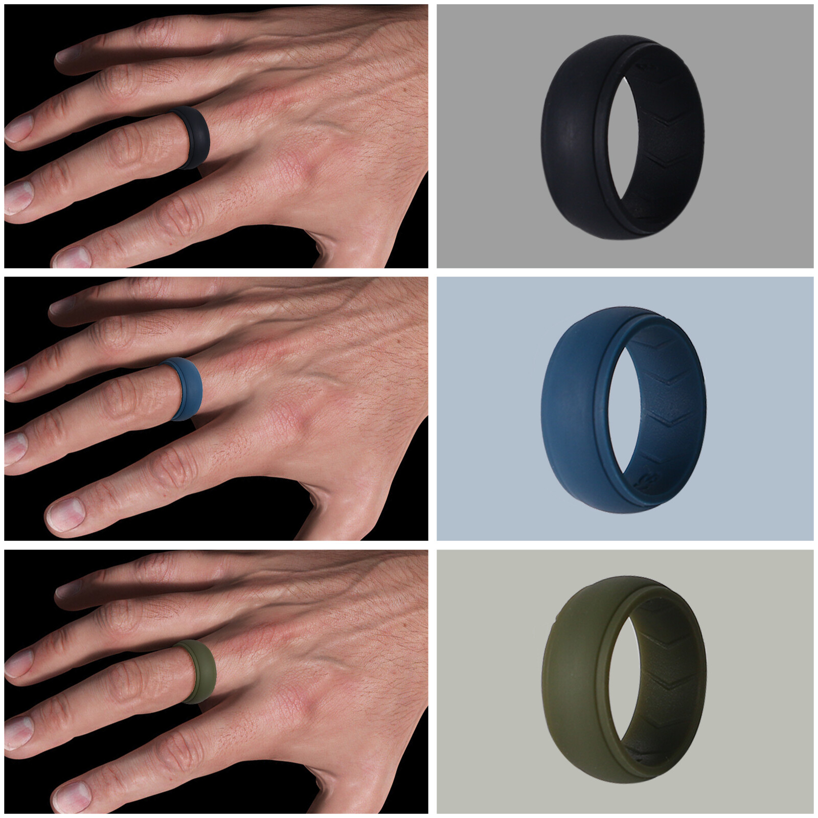 7PCs Men’s 8MM Stackable Silicone Rubber Ring Comfort Sports Wedding Bands #8-14