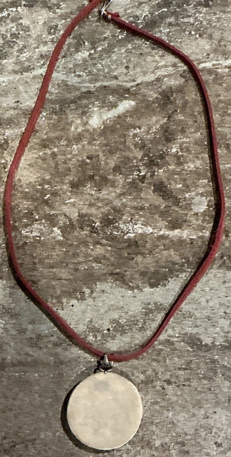 Vtg 925 Sterling Silver Enamel Tulip Oval Ceramic Pendant Corded Necklace 15”