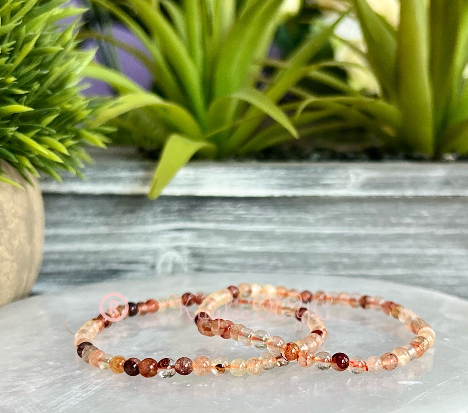 Wholesale Lot 6 Pcs Natural Hematoid 4mm 7.5” Crystal Stretch Bracelet