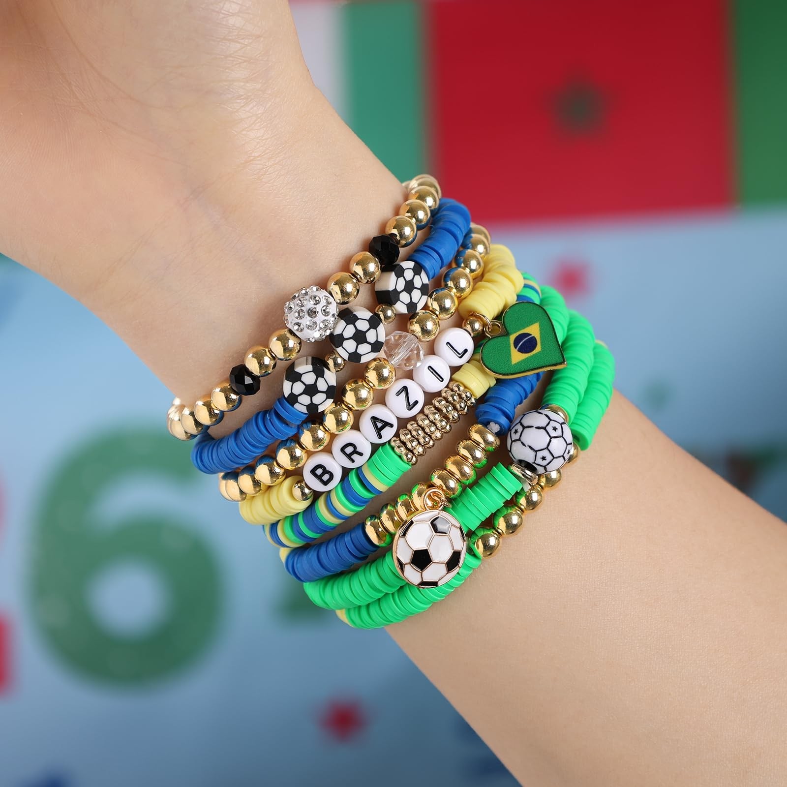 8 Pack Soccer Bracelets for Women – Game Day Jewelry, Sports Fan Gifts, Stackabl