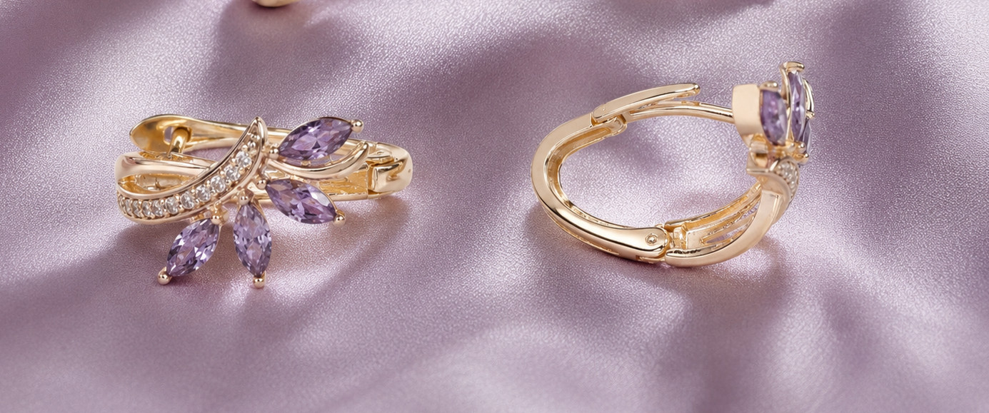 3.50Ct Marquise Simulated Amethyst Wedding Hoop Earrings 14K Yellow Gold Plated