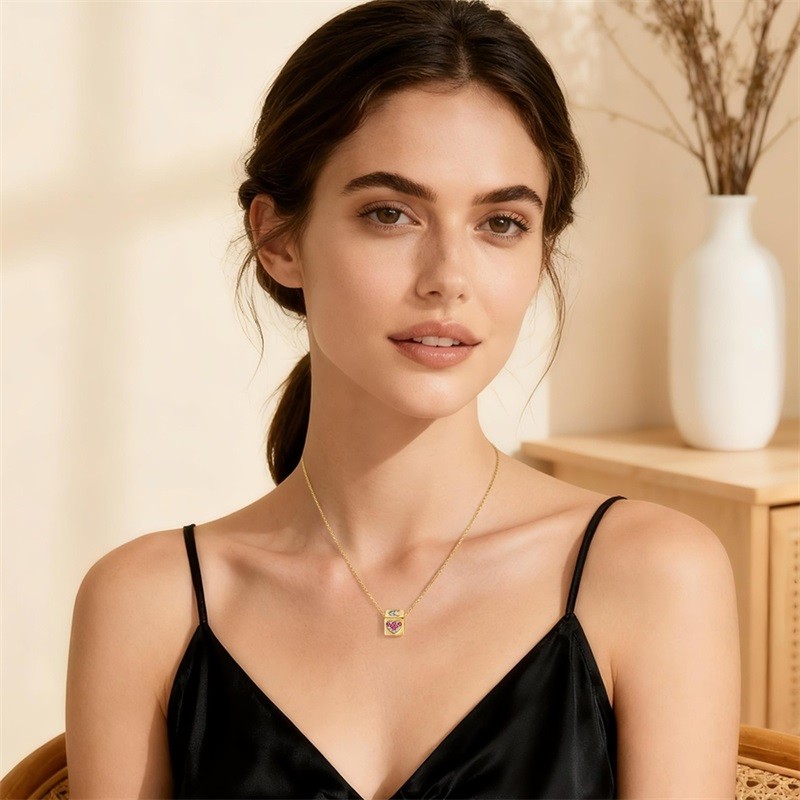 PANDACH 14K Gold Plated 3D Dice Pendant Necklace For Women Lucky Jewelry Gifts