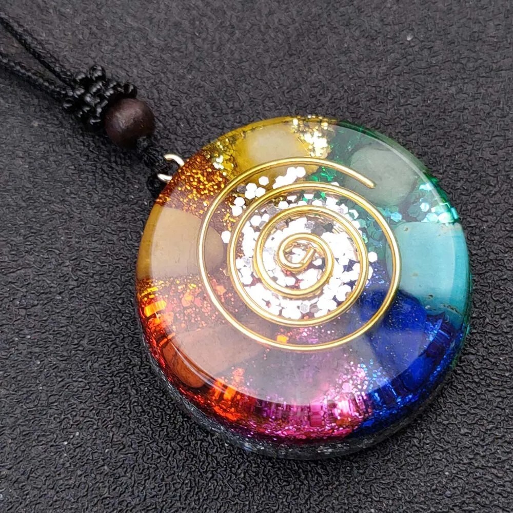 Orgonite Pendant EMF Protect Healing Crystals Sacred Geometry Chakra Necklac