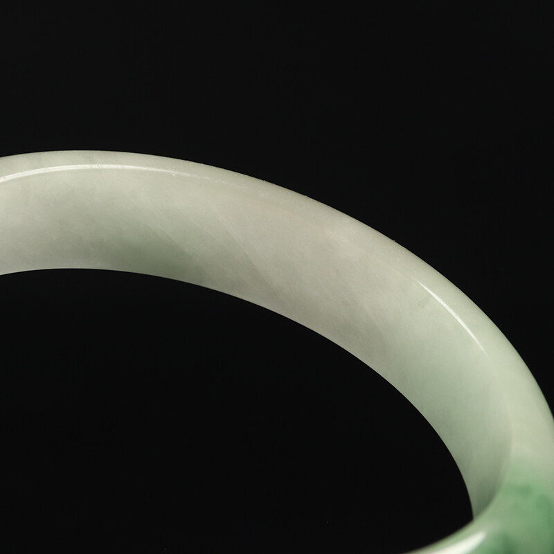 59mm White Green Jadeite Jade Bangle Bracelet Chinese Jade Bangle Women’s 11135