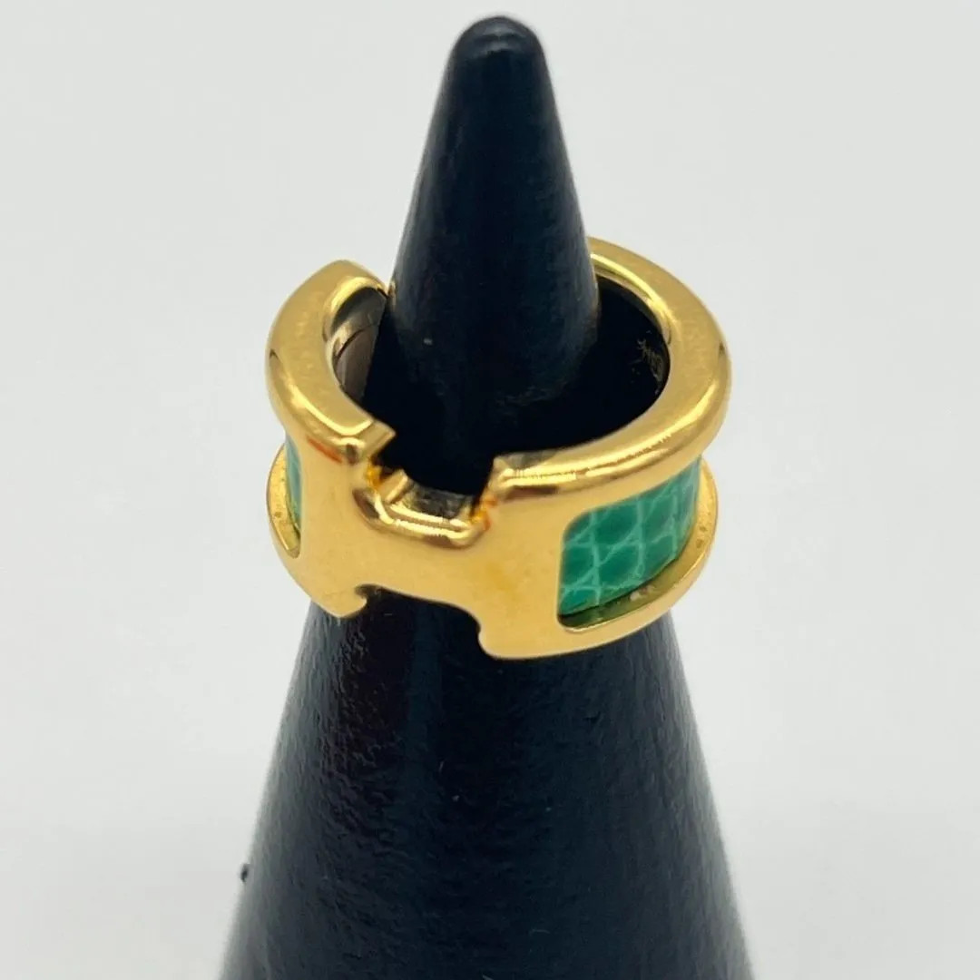 HERMES Olympe Ear Cuff Gold x Green GP with Box