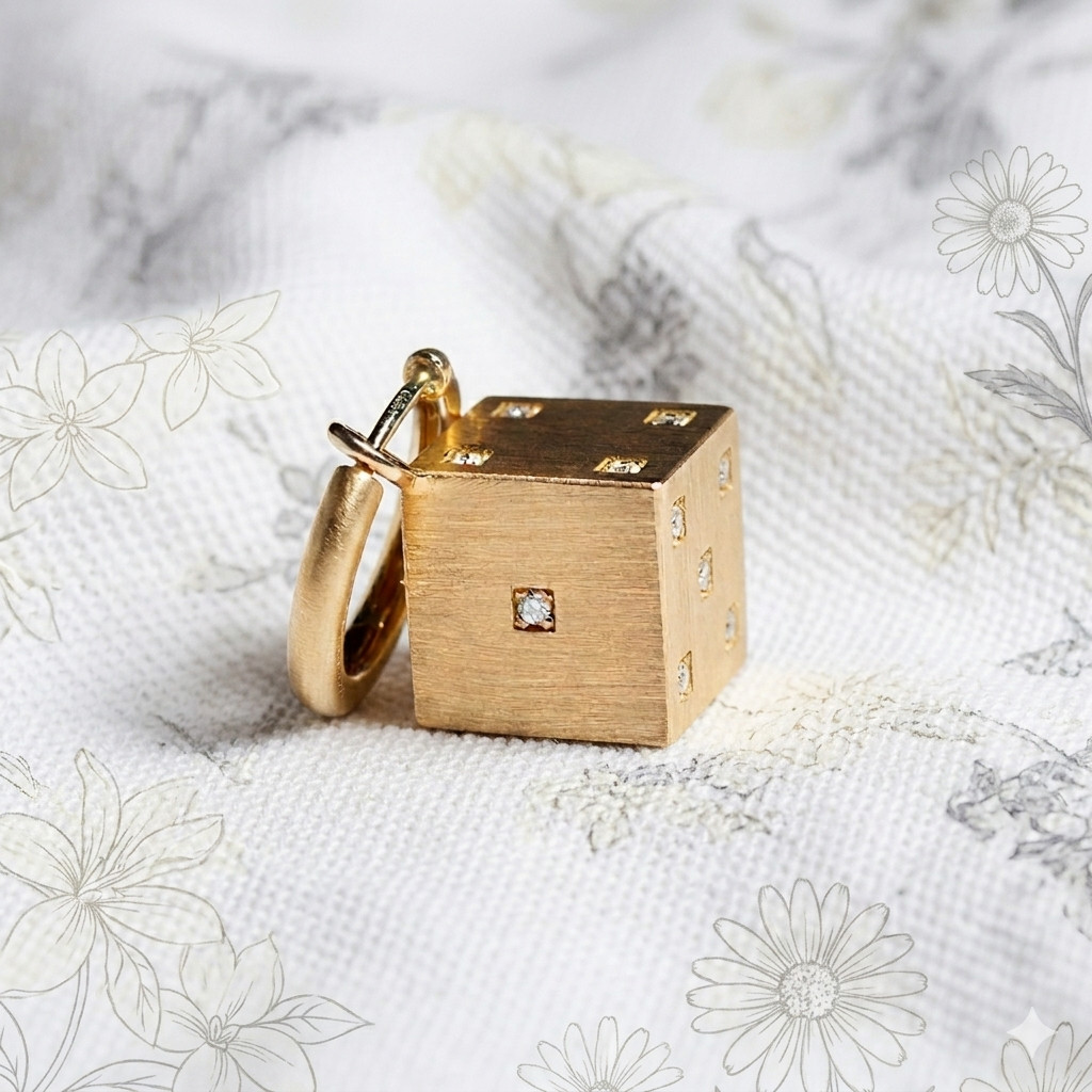 Dice Charm Lock Pendant With CZ Brass Metal Fashion Jewelry for gift