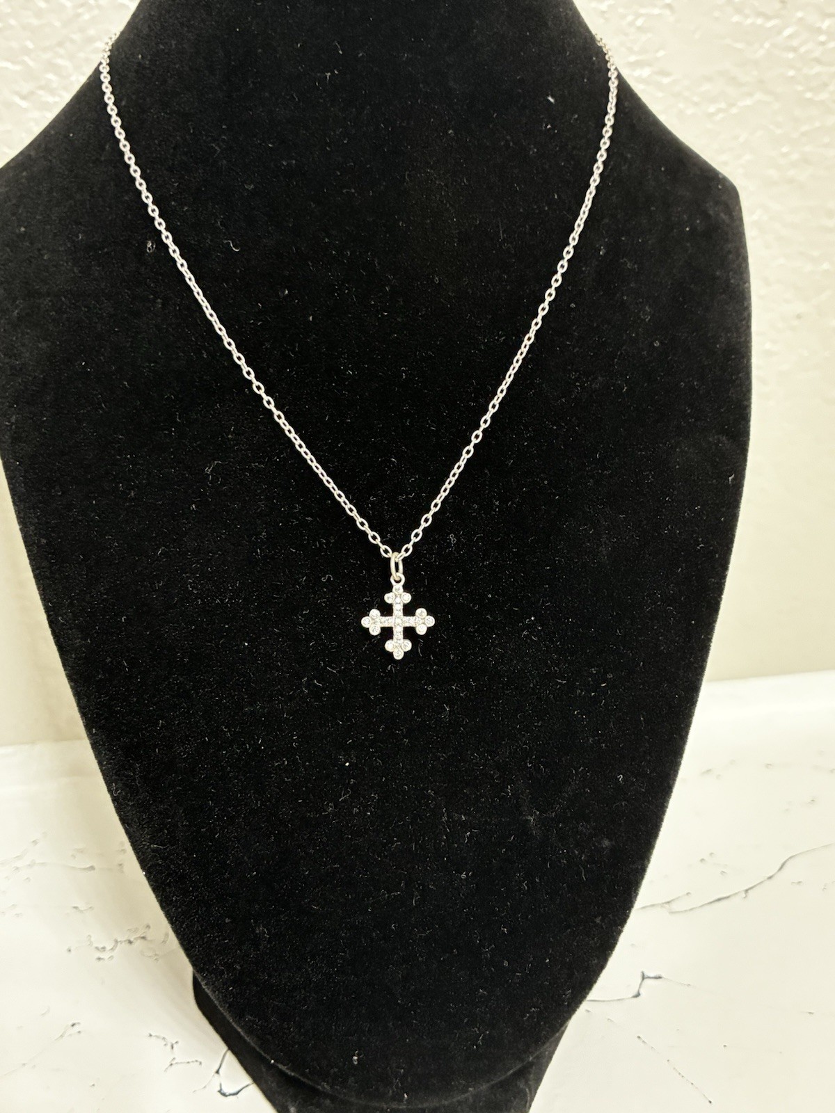FREIDA ROTHMAN cross necklace 16” 14 Karat matte gold