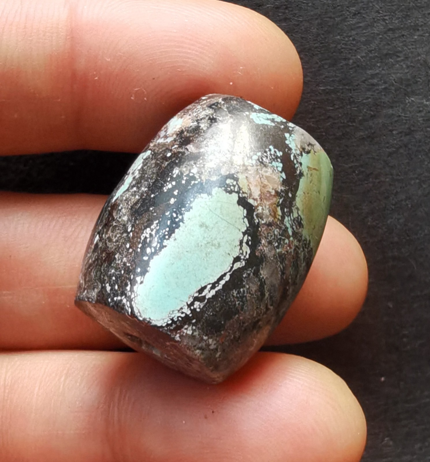 15.7g,barrel Genuine natural rainbow Turquoise stone pendant loose bead