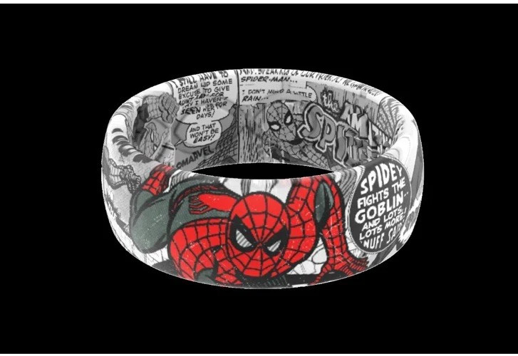 Marvel Groove Life “SpiderMan Black & White Comic” Silicone Ring Size 11