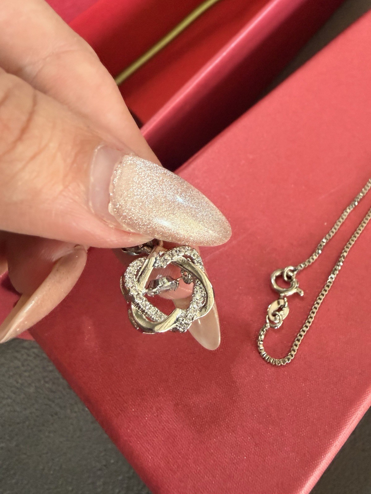 Chow Tai Fook Platinum / 18K Gold Rose Flower Jewelry Box Gift Set with Necklace