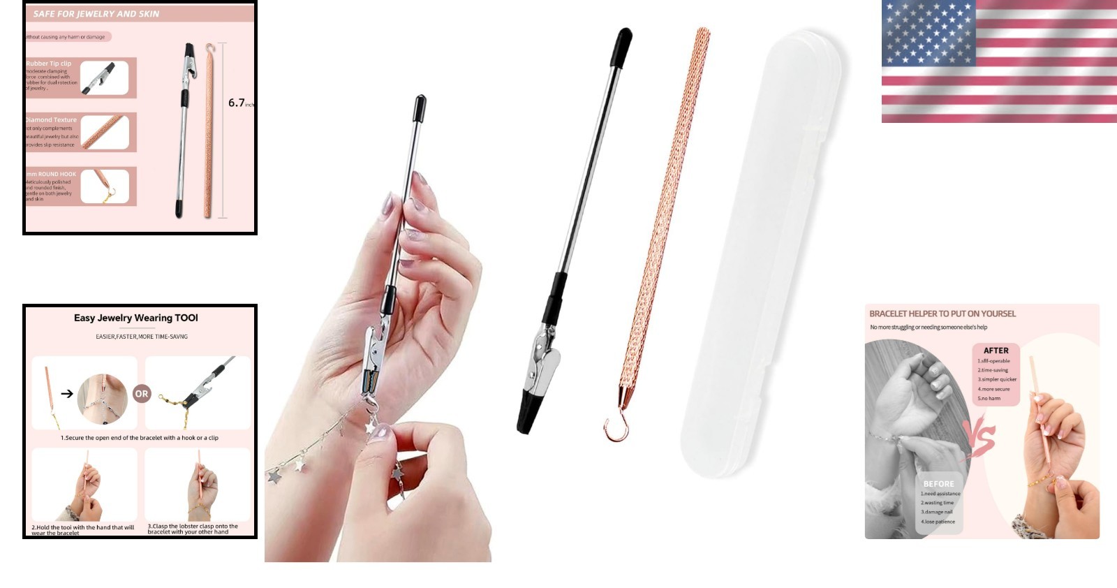 Jewelry Bracelet Helper Tool Assistive Jewelry Fastener for Necklaces Watches