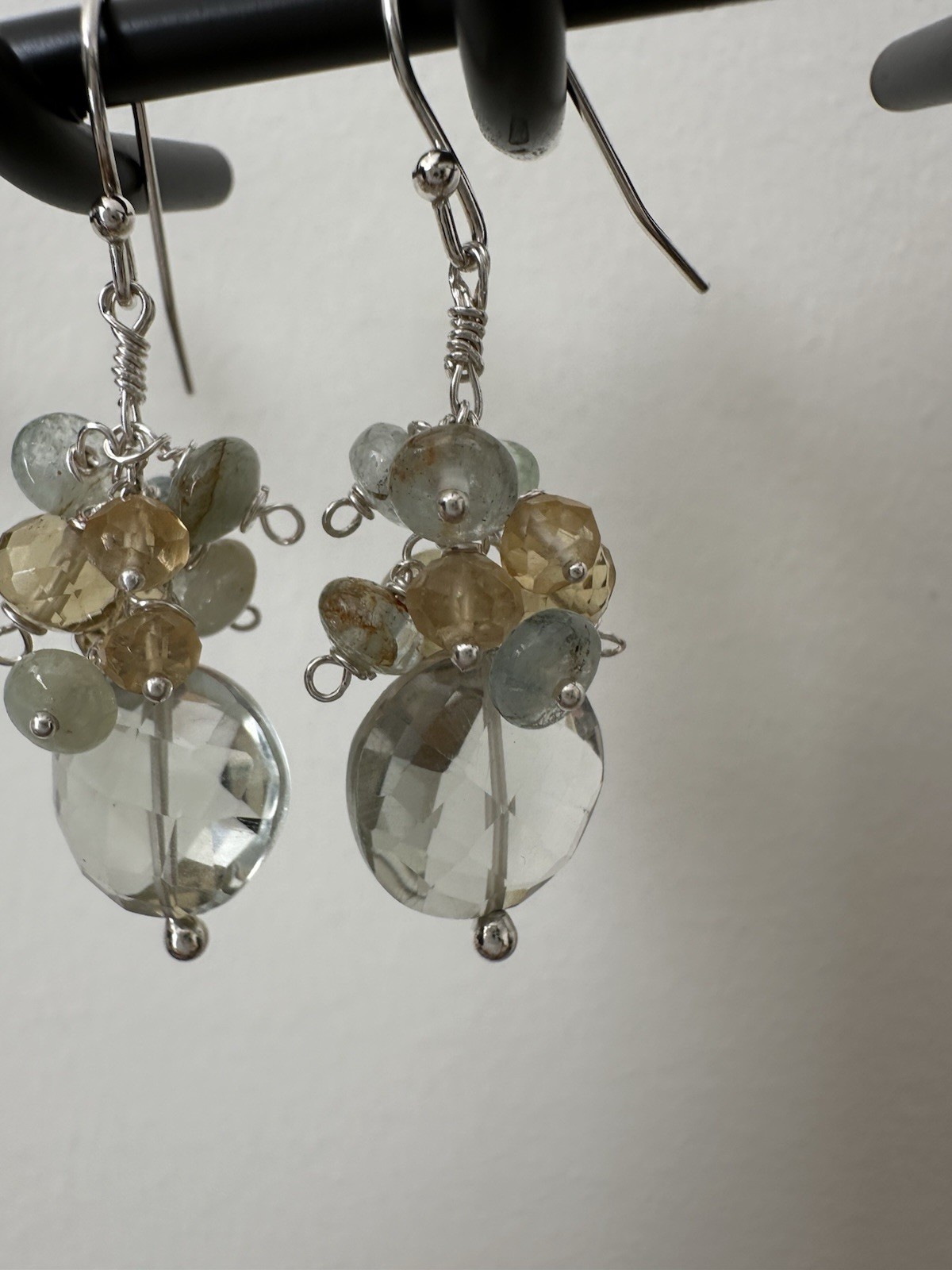 New Handmade 925 Sterling Silver Green Amethyst &mix Gemstone Earrings