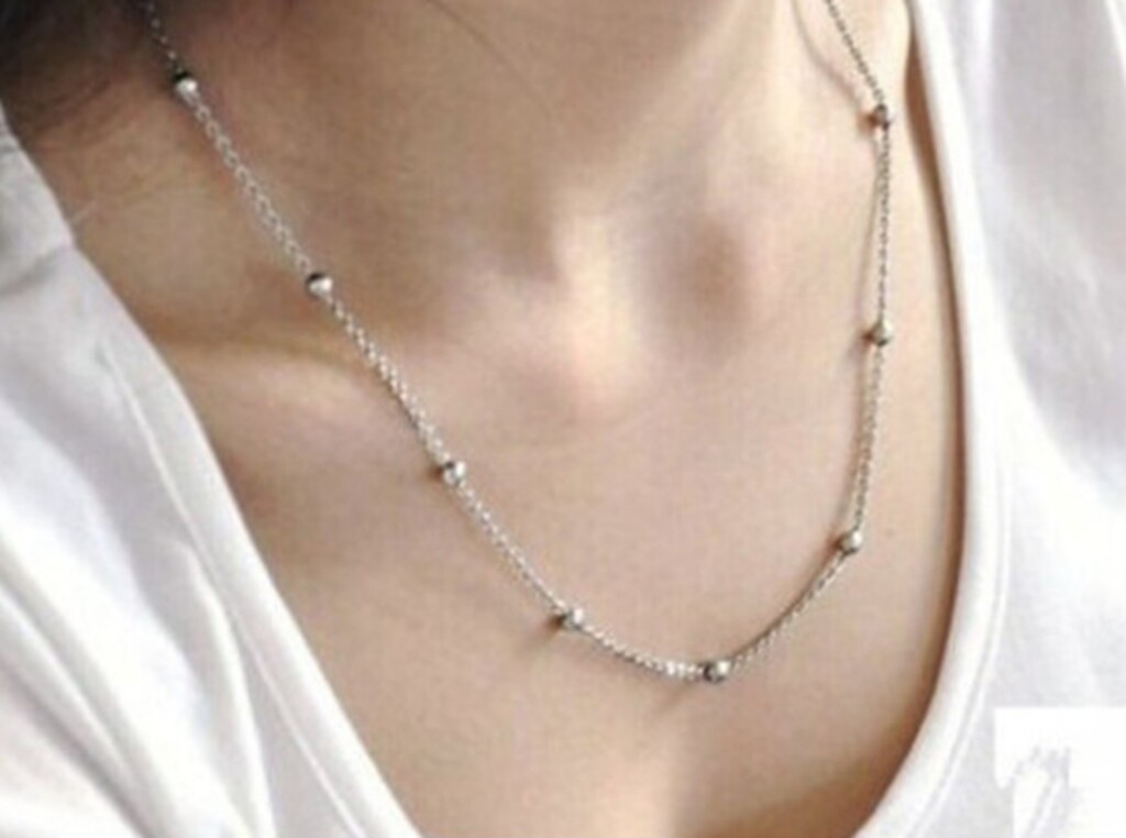 Women Gold Plated Titanium Stainless Steel 3mm Bead Chain Choker Necklace 14-18″