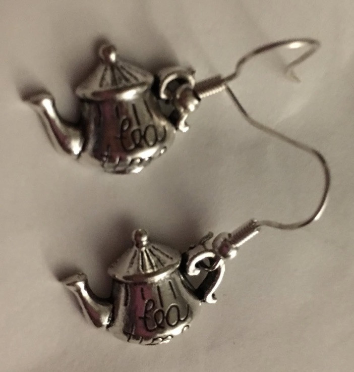 Tea Pot Charm Earrings ,tea Coffee Drink Juice Food Silver Princesses Tea Party