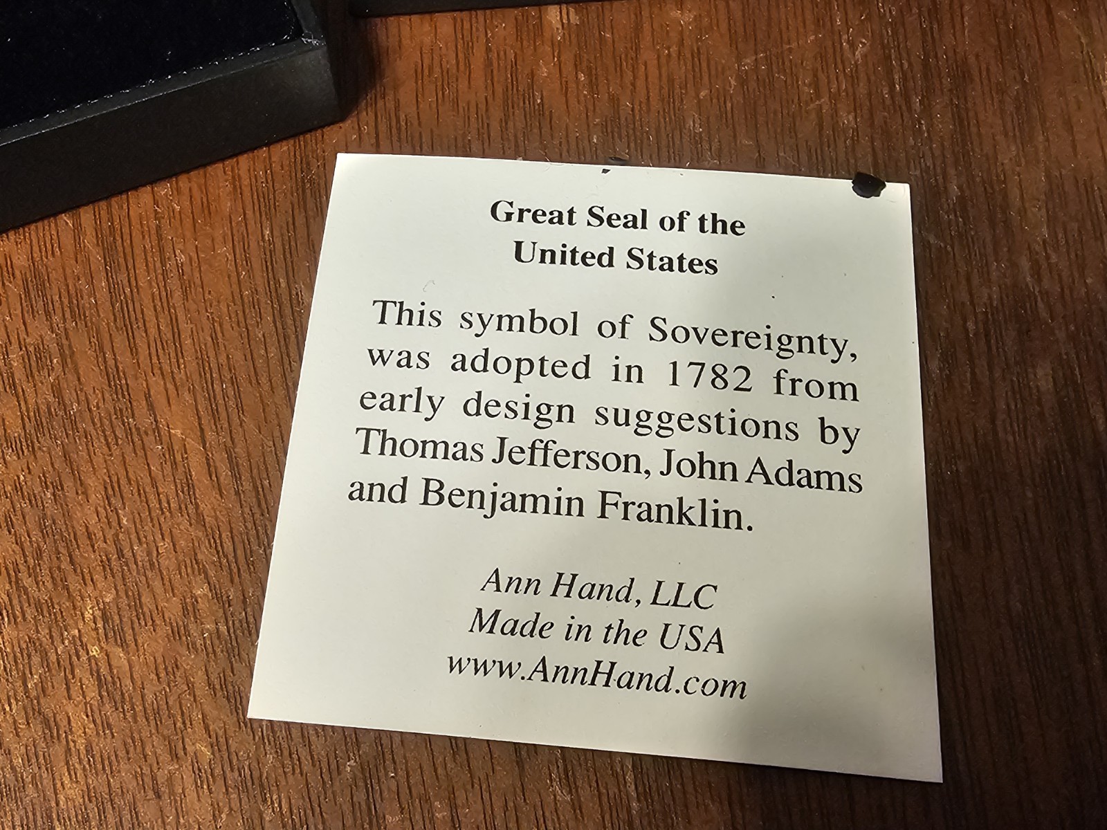 Ann Hand Great Seal Seal Of The United States Pin Brooch Gold Tone Faux Pearl