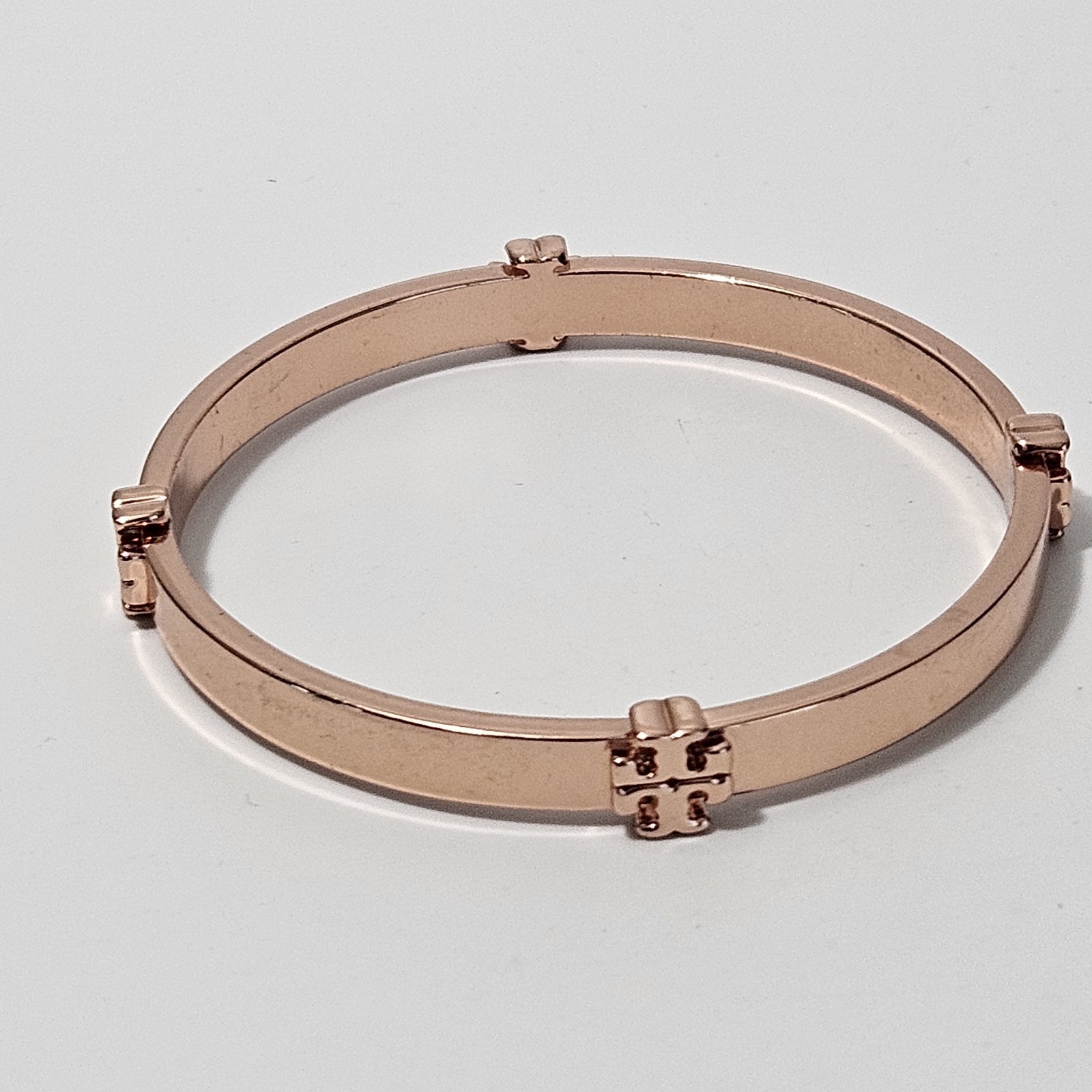 Tory Burch Logo Bangle Bracelet Rose Gold-Tone with Dust Bag