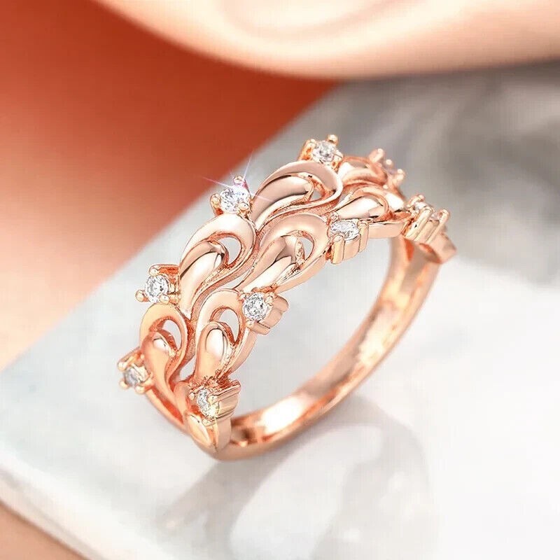 Round Cut Simulated Diamond Women’s Gorgeous Wedding Ring 14k Rose Gold Plated
