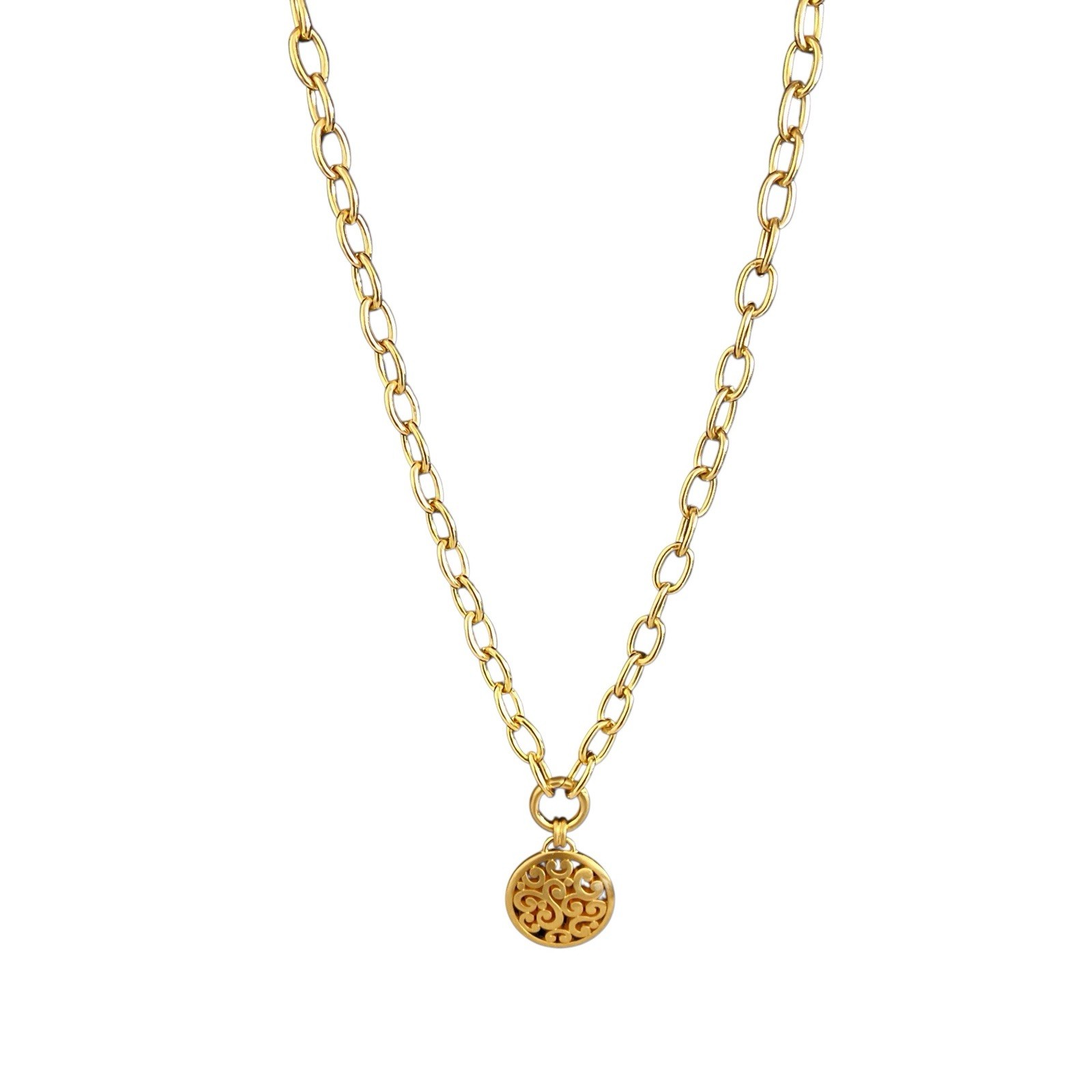 Brighton Contempo Gold Necklace NWT Medallion Scroll Pendant JM7428 Adjustable