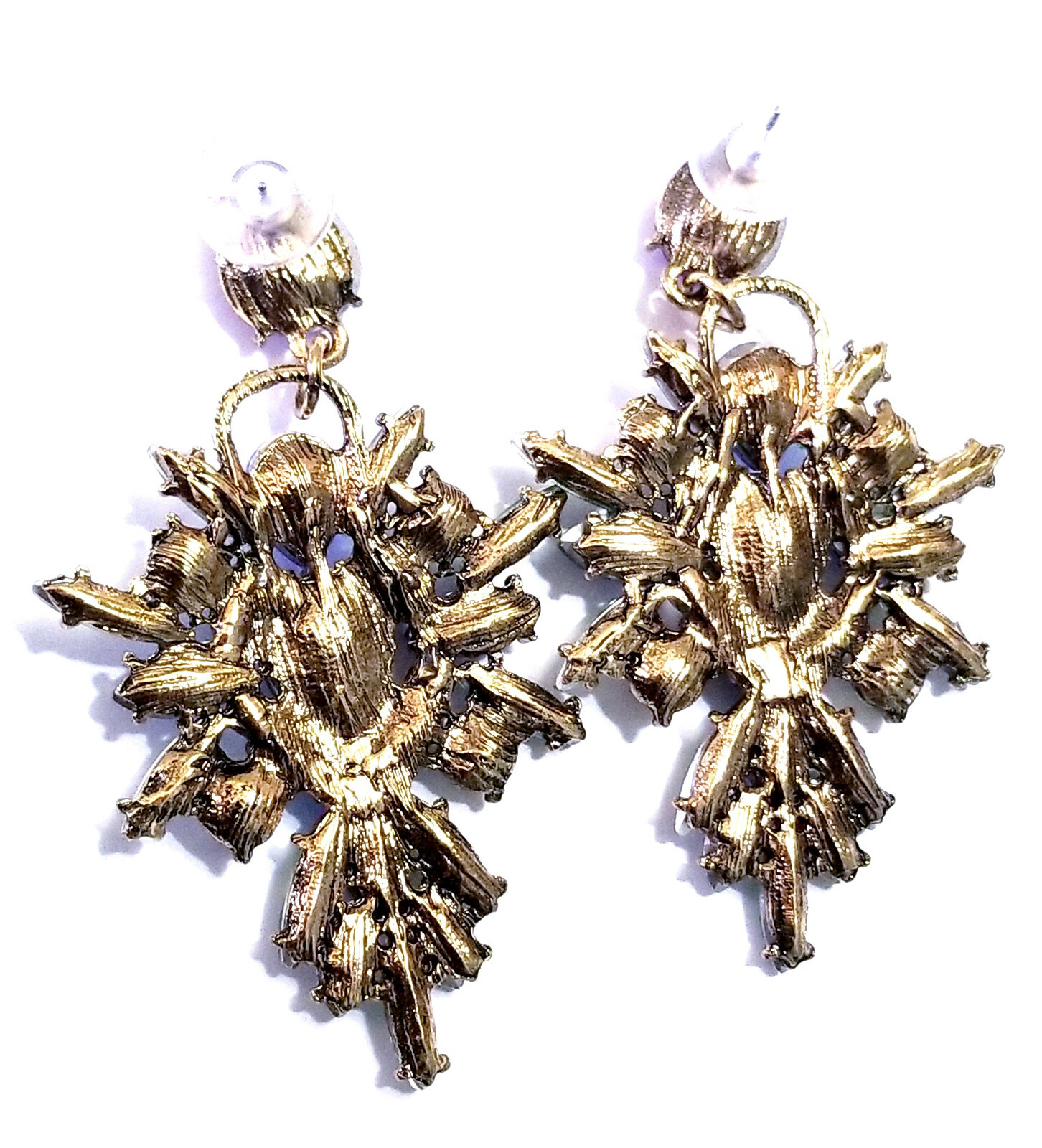 Chandelier Earrings Purple Rhinestone Crystal 2.8 in