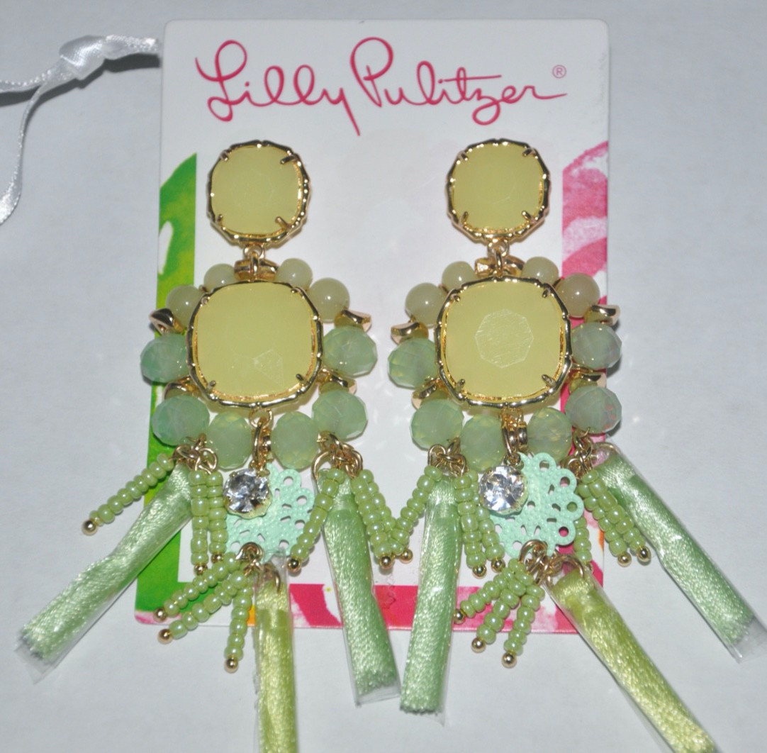Lilly Pulitzer Waterside Tassle Earrings Green NEW NWT $58
