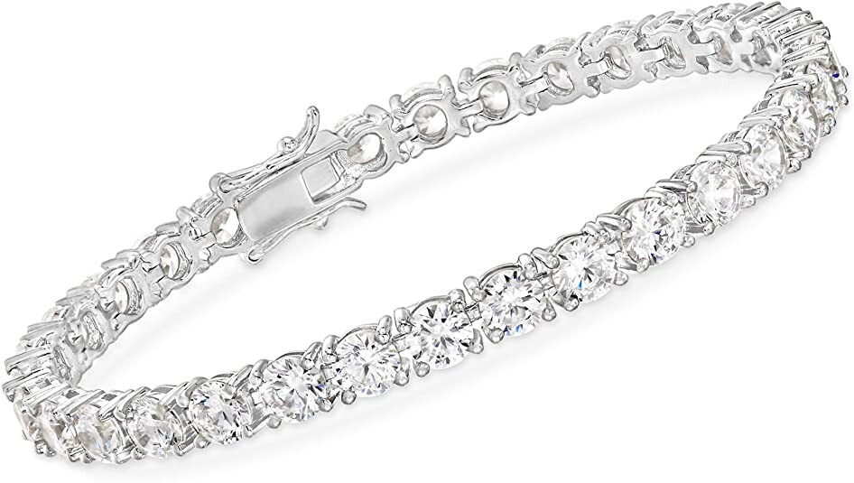 Women’s Solid 925 Sterling Silver 4mm Round Cut Clear CZ Tennis Chain Bracelet
