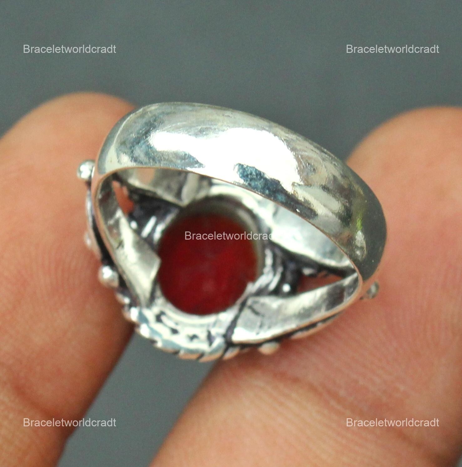 July Ruby Stone Channel-Set Wedding Band Ring Jewelry Size 8 925 Sterling Silver