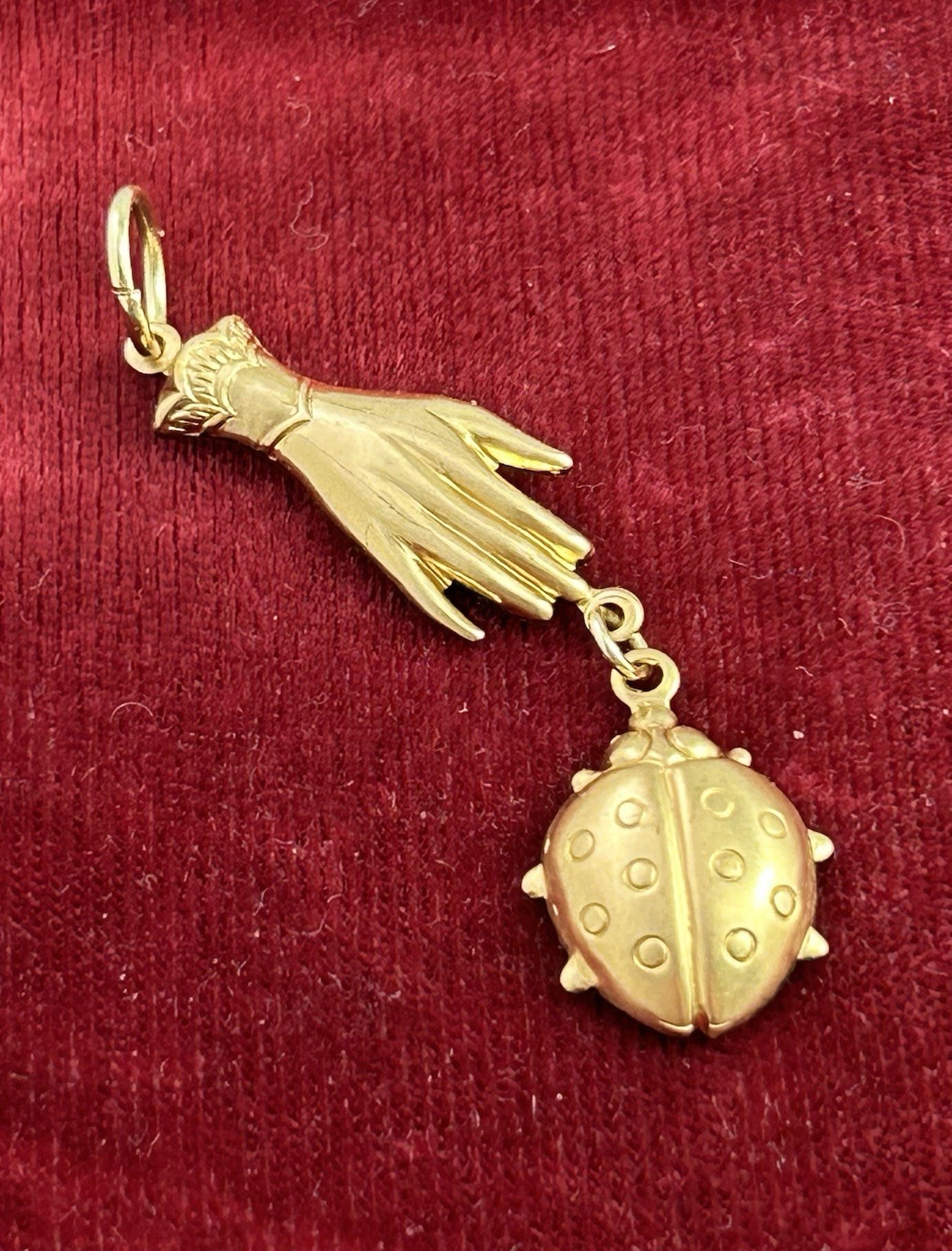 Ladybug Charm Pendant Victorian Hand Brass Stamping Good Luck Charm Jewelry
