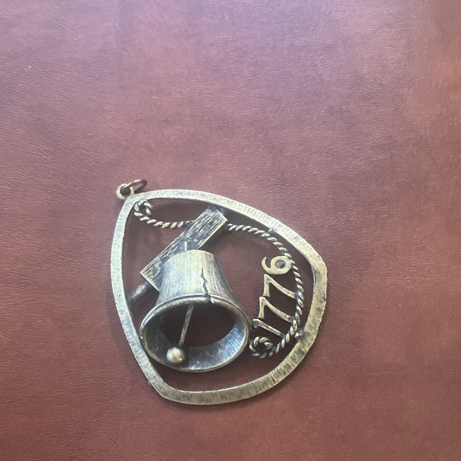 Gold Tone Engraved Metal Graduation 1776 Teardrop Charm Pendant