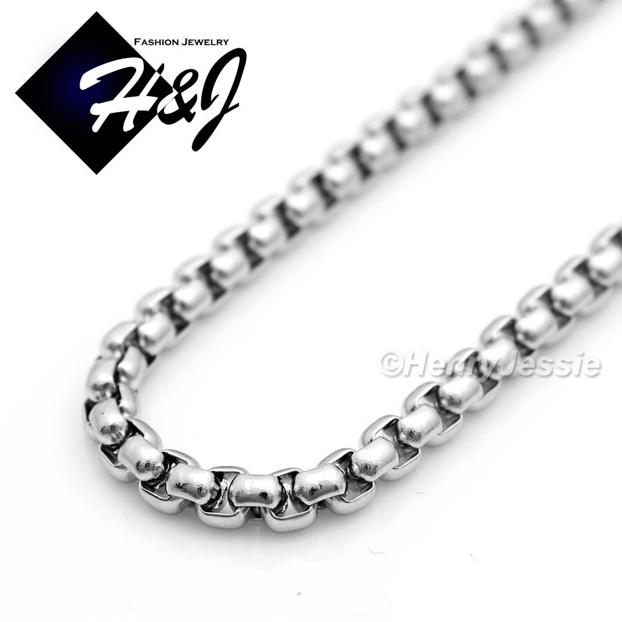 16″-40″MEN’s 316L Stainless Steel 4mm Silver Box link Chain Necklace*N120