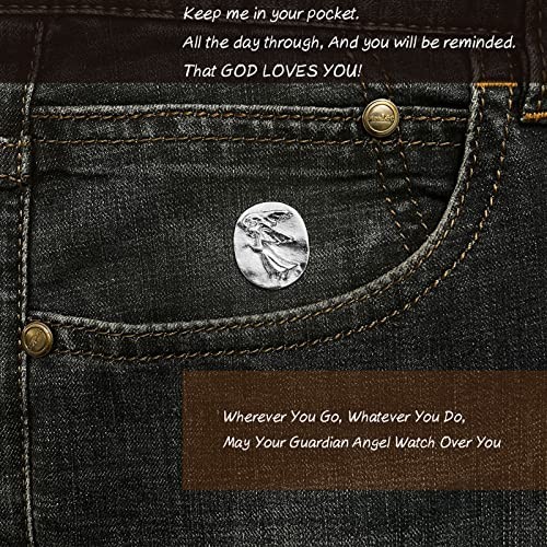 50 Pcs Spirit Guardian Angel Token – Good Luck Pocket Coin 50pcs Angel(silver)