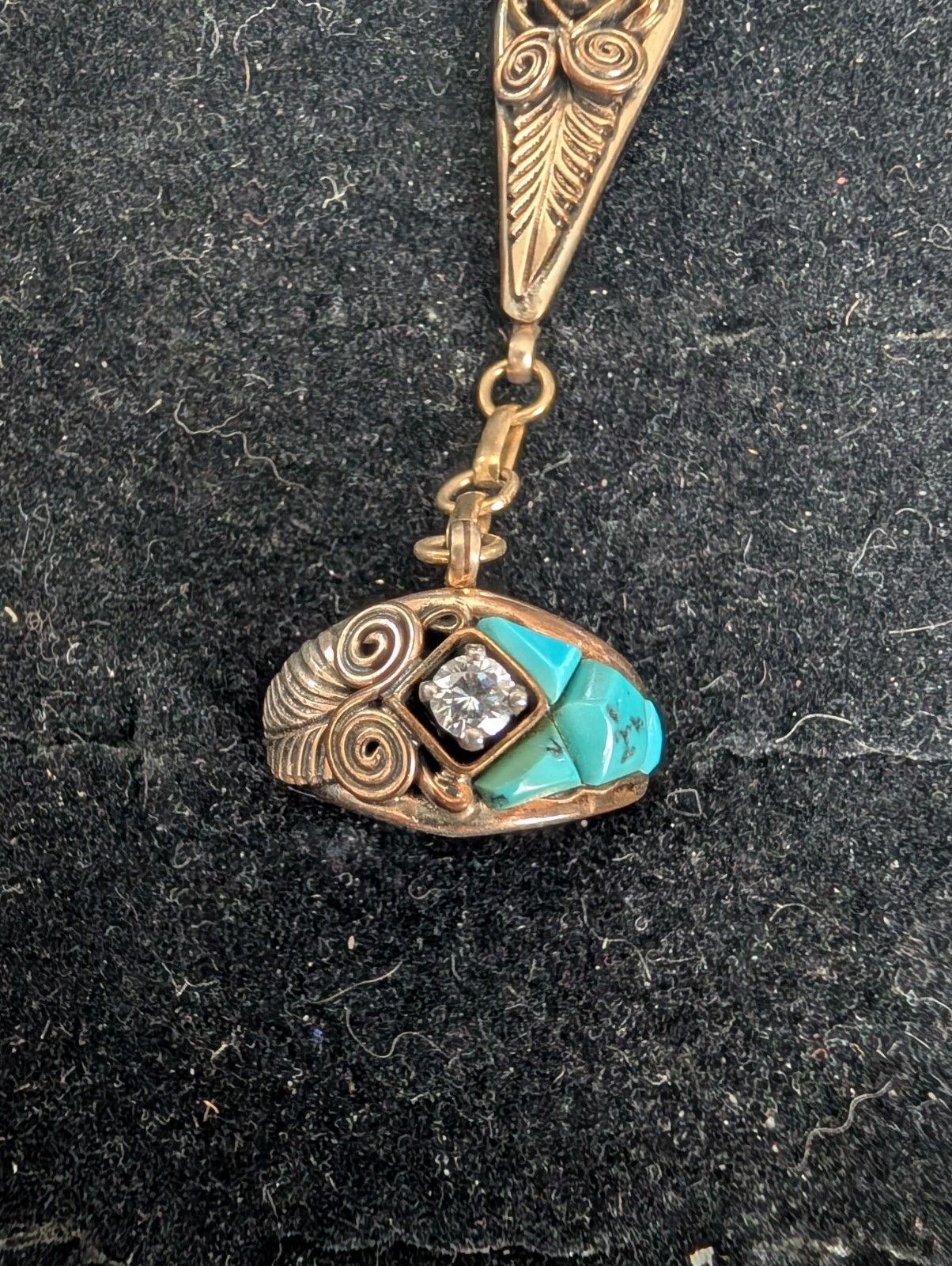 Navajo Sterling Silver Gold Filled Channel Turquoise Slave Bracelet Size 5″