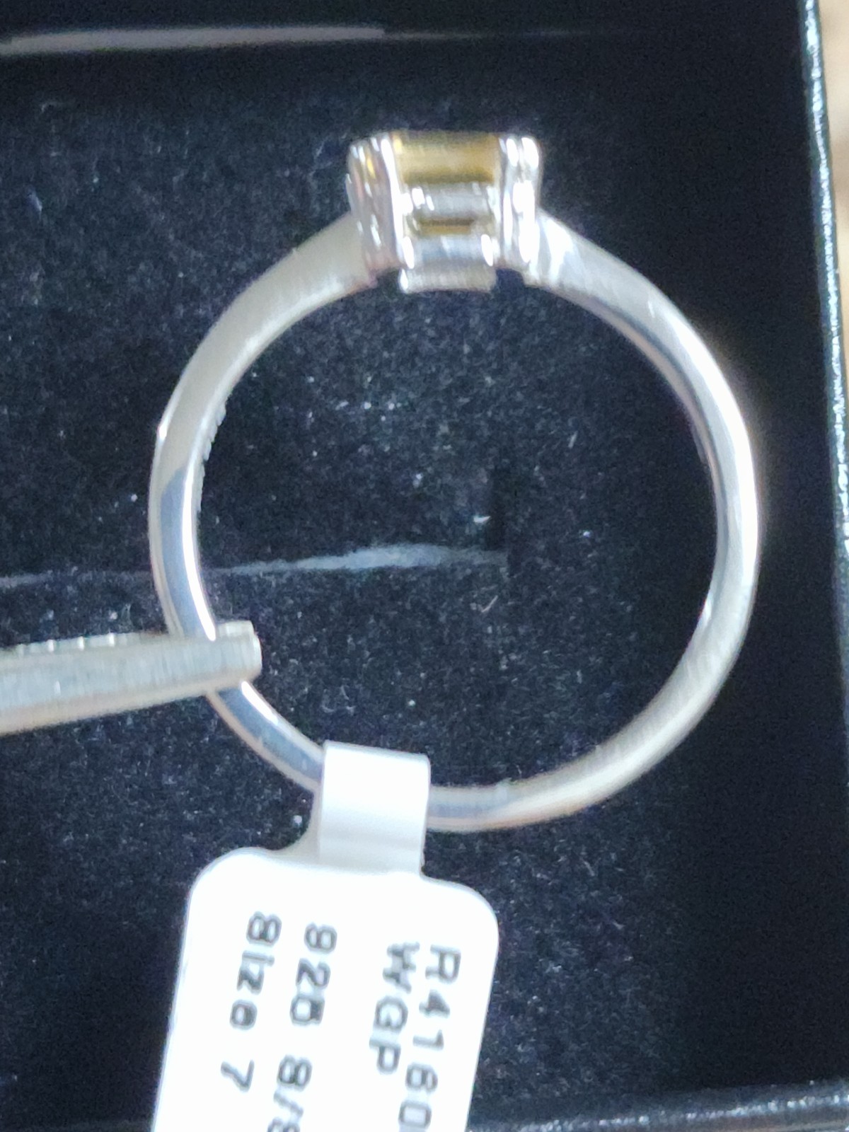 Womens 14K White Gold Over Solid Sterling Silver Citrine and Diamond