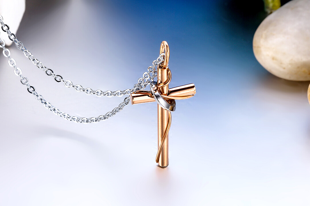 His Hers Stainless Steel Couples Matching Cross Charm Bracelet Pendant Necklace