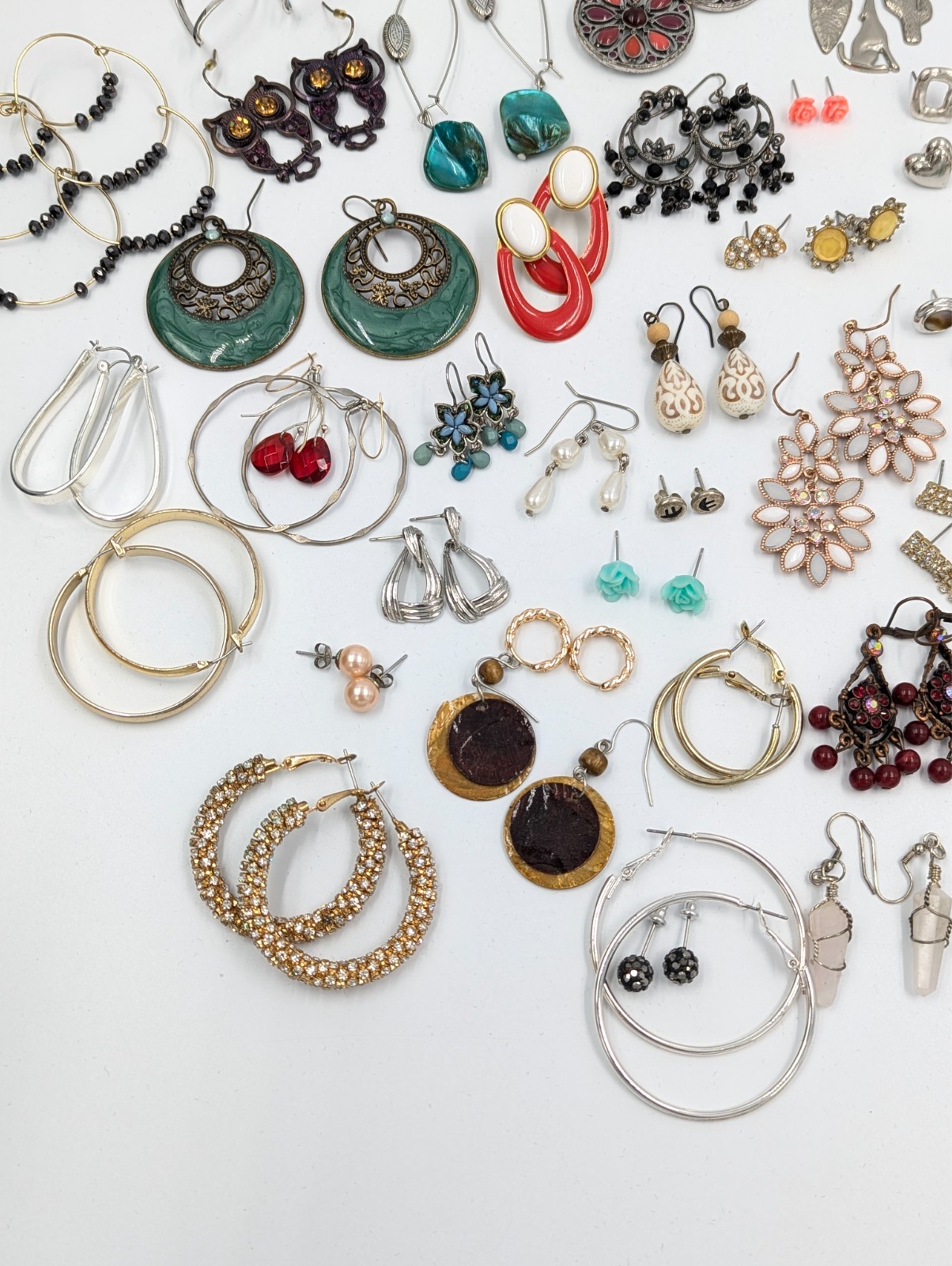 Earrings 50+ Pairs Cleaned & Ready to Wear Hoops Studs Dangle Any Occasion