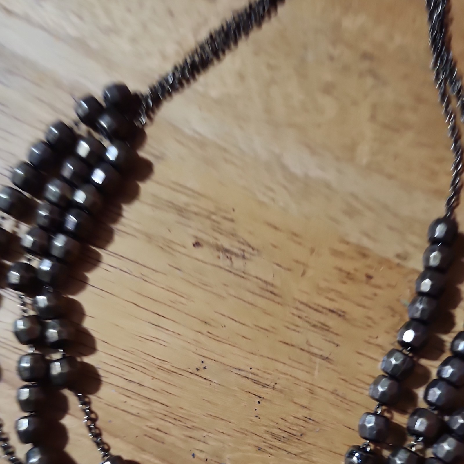 Gray Beaded Multi-Row Cable Chain Necklace, No Stone, 0 Gemstones