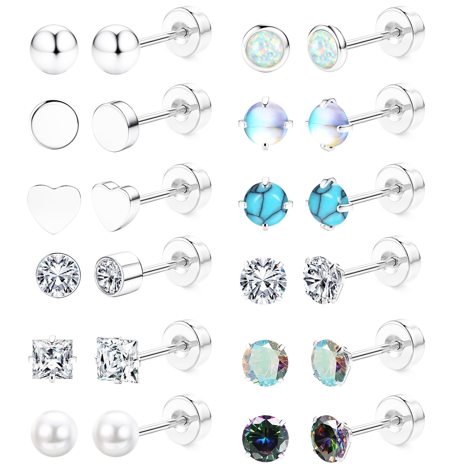 Hypoallergenic Surgical Steel Earrings for Sensitive Ears Flat Back Stud Ear…
