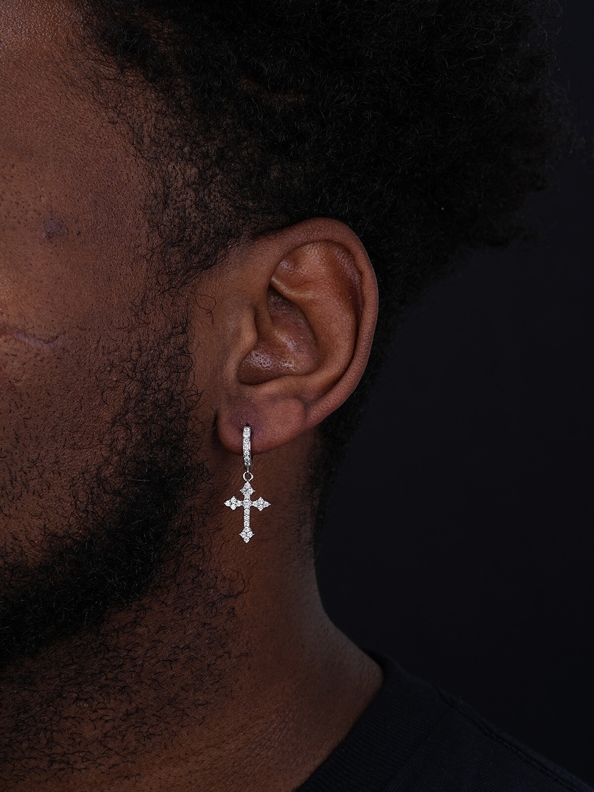 Real 925 Sterling Silver Men’s Ladies Dangle Cross Studs Earrings Iced Hip Hop