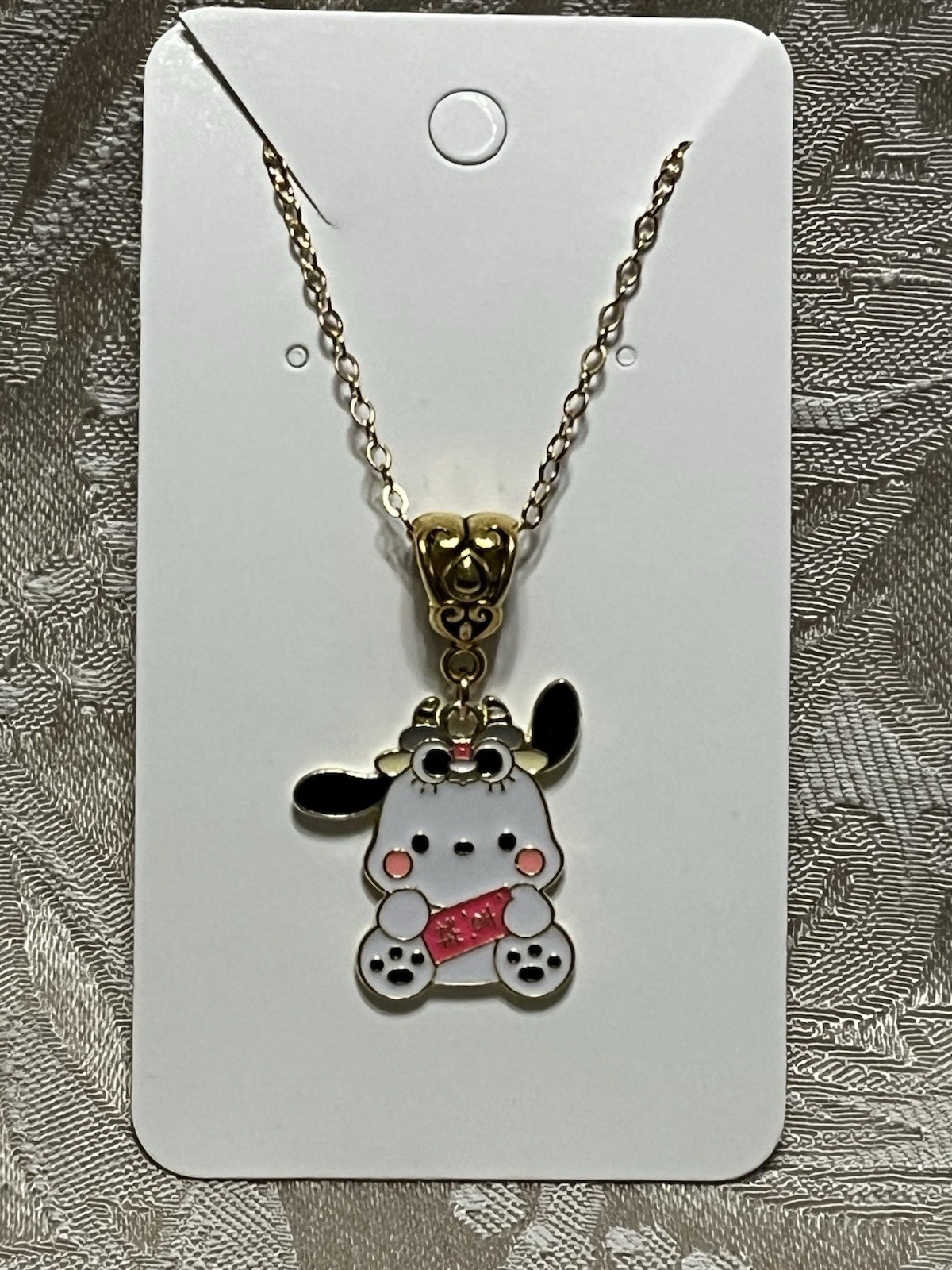 Adorable Pochacco Pendant Gold Pendant Charm Necklace Hello Kitty Necklace 18”