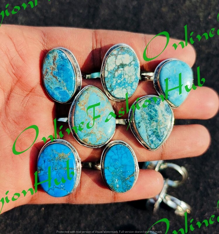 “Wholesale Lot of Turquoise Gemstone Rings – 925 Sterling Silver Plated Jewelry”