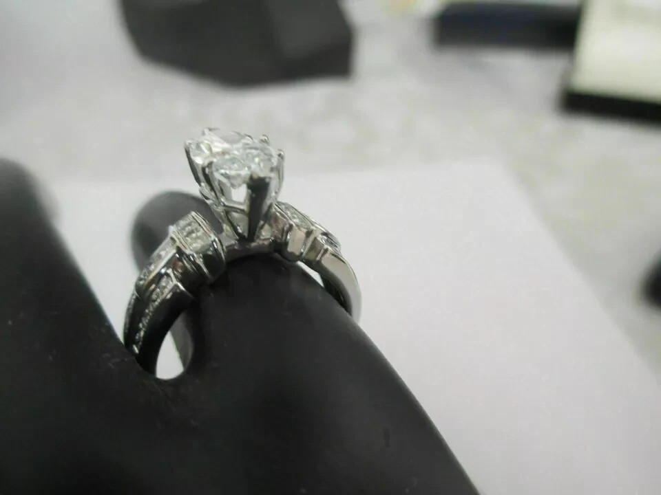 3Ct Marquise Cut Simulated Diamond Engagement Ring 14K White Gold Plated Silver