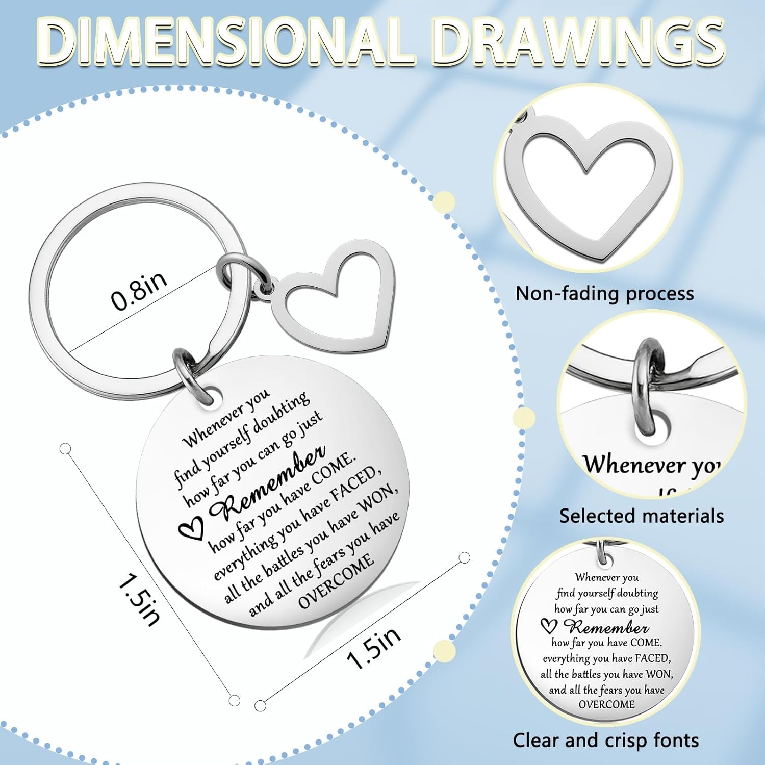 1pc Inspirational Gifts for Men Women Unique Keychain Accessories
