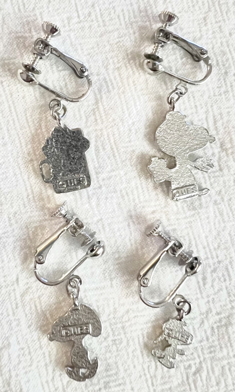 Peanuts Snoopy Joe Cool Woodstock Clip-On Earrings Set of 4 USJ Japan