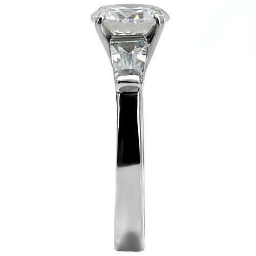 TK005 – High polished (no plating) Stainless Steel Ring with AAA Grade CZ in