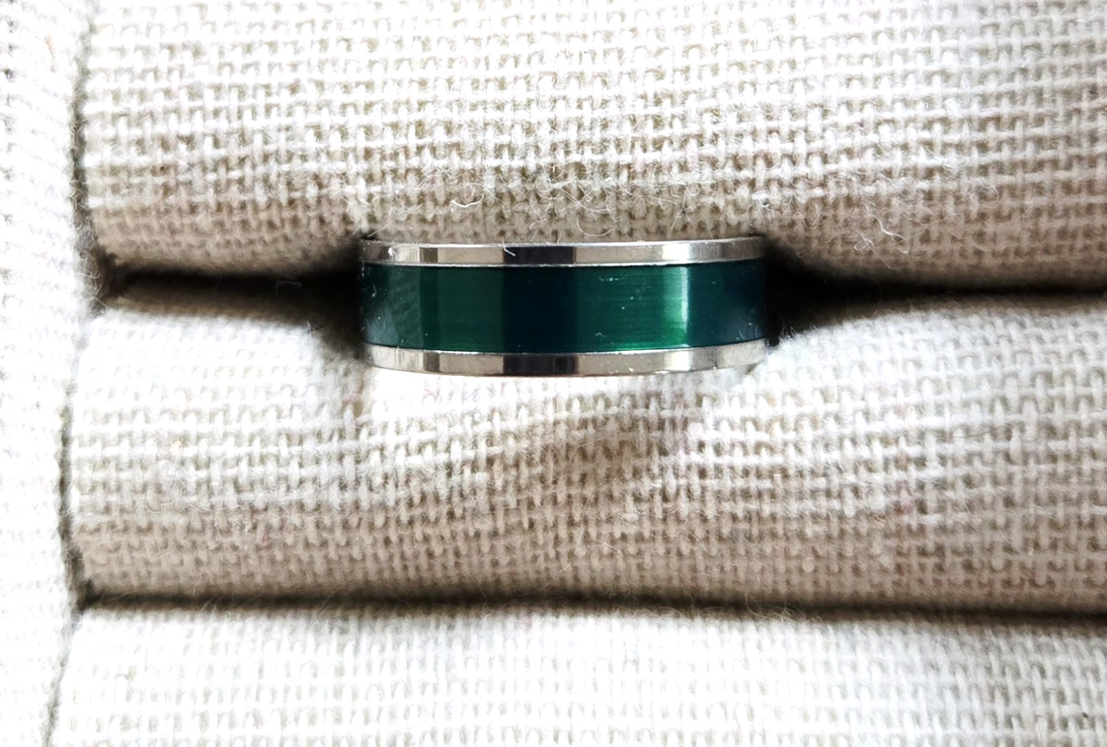 Green Enamel Titanium Steel Ring Size 7 Women’s Wedding Band Next Day Shipping