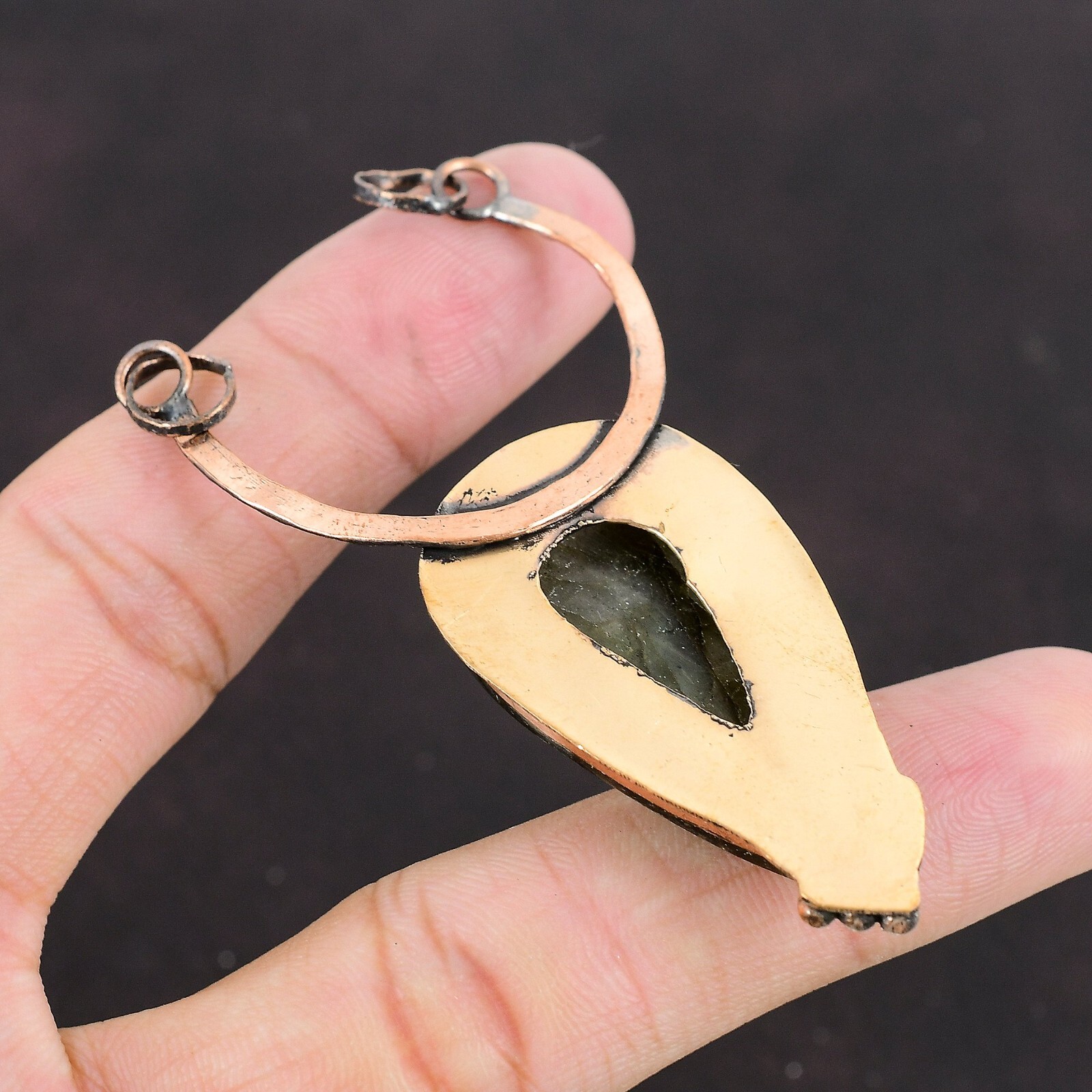 Valentines Deal Labradorite Gemstone Copper Trendy Third Eye Chakra Boho Pendant