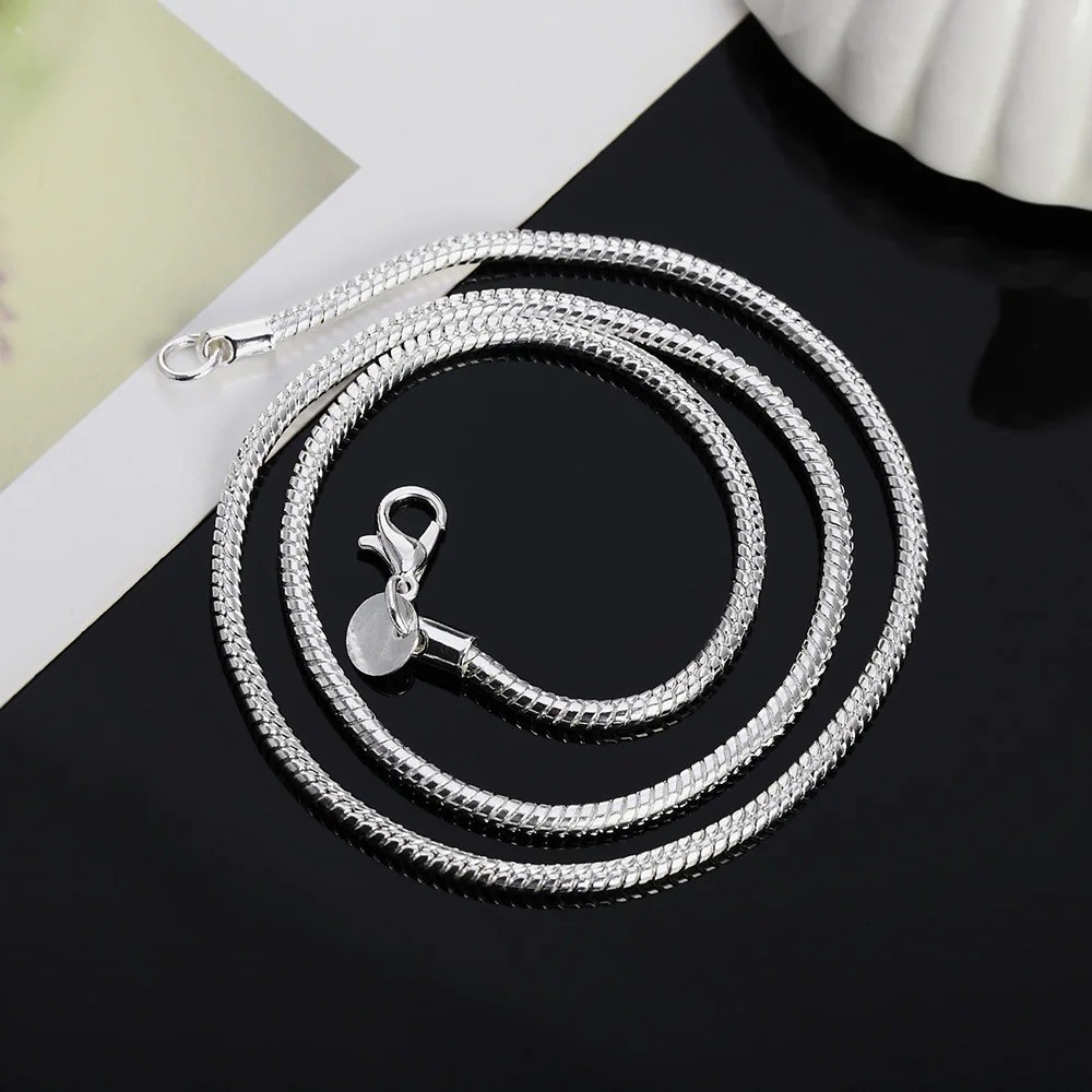 Men&Women’s 925 Sterling Silver Tarnish-Free Italian Snake Chain Necklace 16-24″