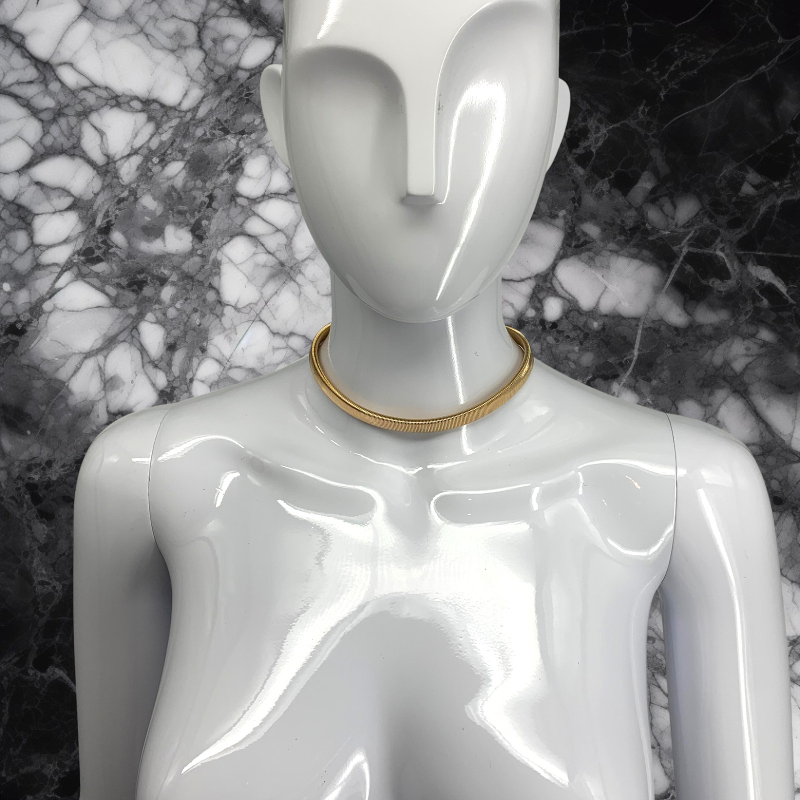 Vintage Gold Tone Serpentine Snake Chain Collar Necklace Tubogas Omega Style