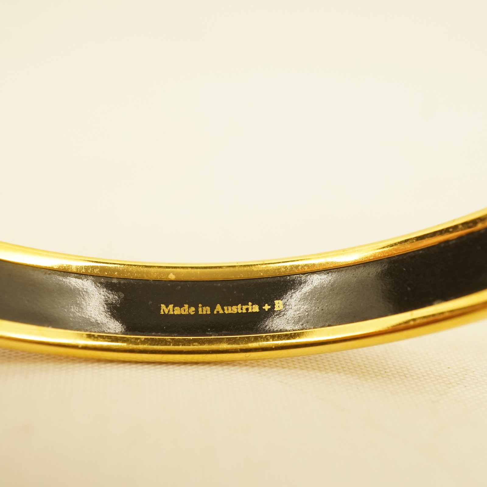 Hermes “Emaille” Gold Plated Enamel Bangle Bracelet in OG Box Size 70mm