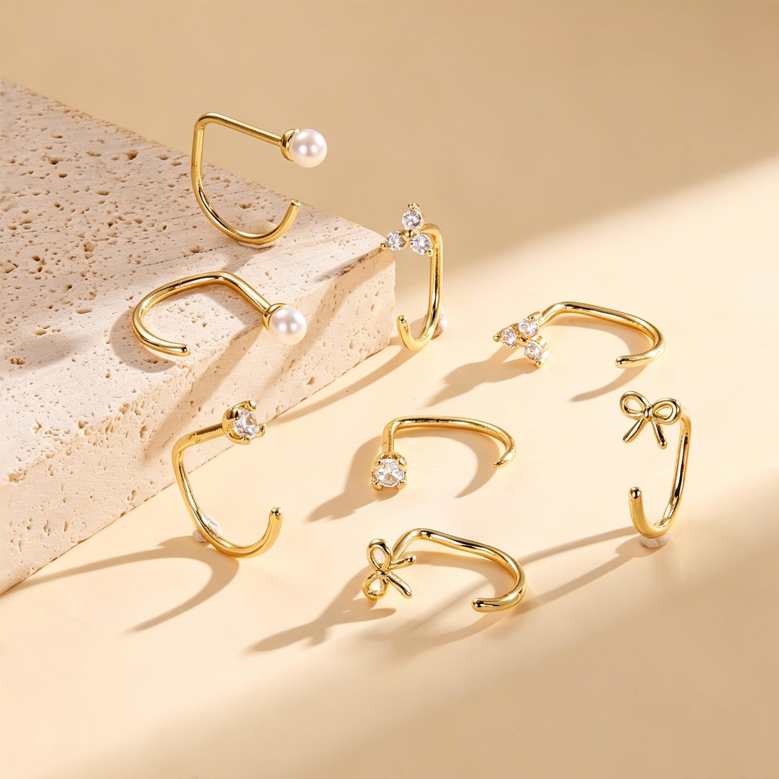 Half Hoop Huggie Earrings for Women Gold Silver Plated Ardant Backless Earrings